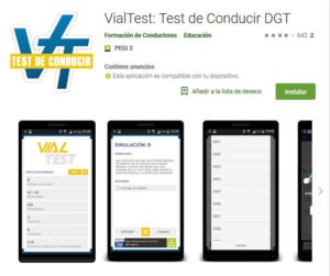 app de la página web vialtest con test actualizados de la dgt