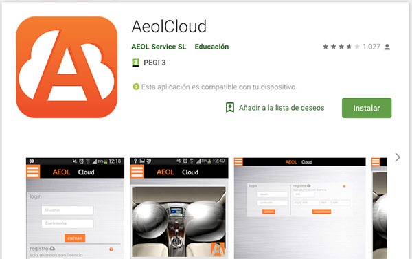 aplicación de AEOLcloud para dispositivos Android